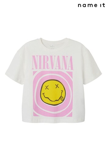 Name It White Nirvana Short Sleeve Songal 100% Cotton T-Shirt (AB3466) | £18