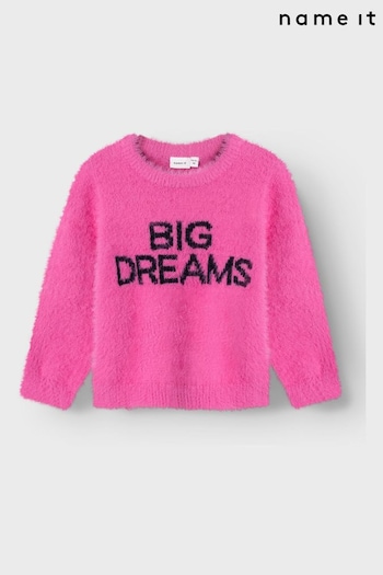 Name It Pink Long Sleeve Big Dreams Fluffy Slogan Jumper (AB3476) | £21