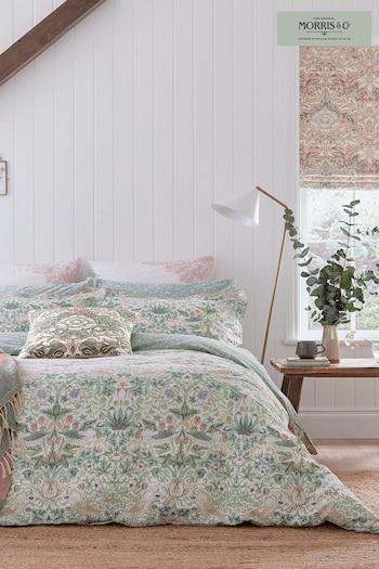 Morris & Co Cochineal Pink Strawberry Thief Duvet Cover and Pillowcase Set (AB3843) | £85 - £150