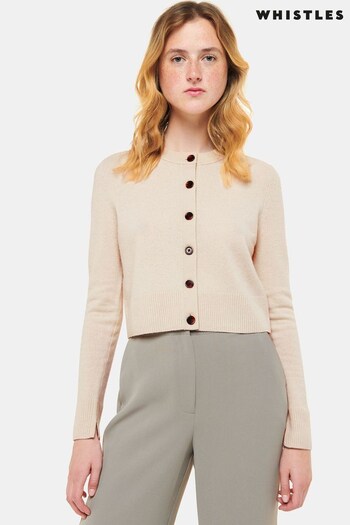 Whistles Cream Whistles Wool Cropped Cream Cardigan (AB3863) | £99