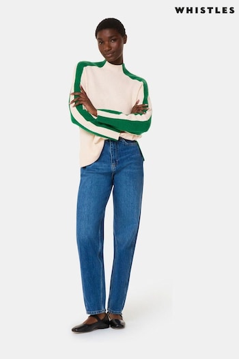 Whistles Green Colourblock Wool Mix Knit Jumper (AB3877) | £109