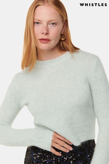 Whistles Green Dorrie Fluffy Textured Knit Jumper (AB3878) | £119