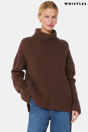 Whistles Brown Wool Roll Neck Knit Jumper (AB3914) | £149