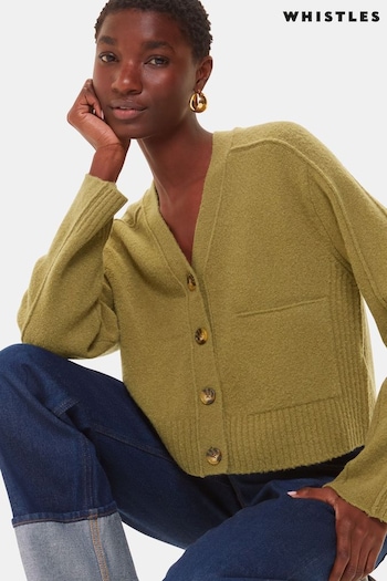 Whistles Green Wool Mix Pocket Cardigan (AB3917) | £109