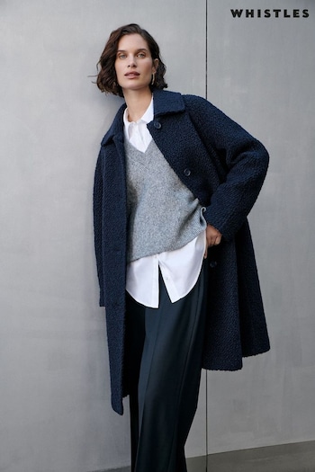 Whistles Blue Romy Boucle Coat (AB3965) | £289