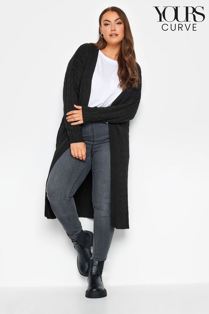 Buy Women s Cardigans Black Longline Knitwear Online Next UK