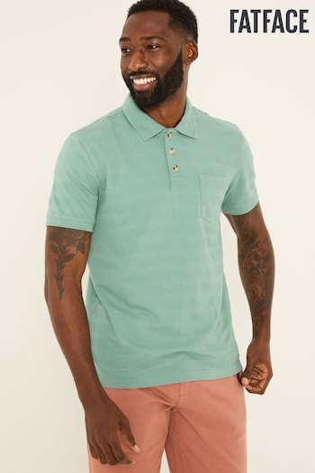 FatFace Dusky Green 100% Cotton Jacquard Stripe Polo Shirt (AB4072) | £32.50