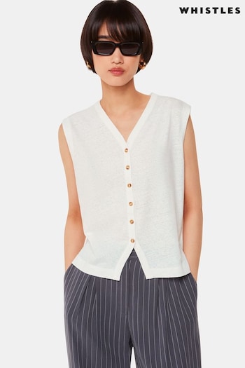 Whistles White Linen Button Front Waistcoat (AB4199) | £59