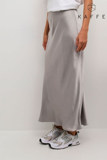 Kaffe Grey KAlotte Satin Elastic Waist Maxi Skirt (AB4289) | £60