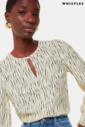 Whistles White Shibori Stripe Detail Blouse (AB4396) | £89