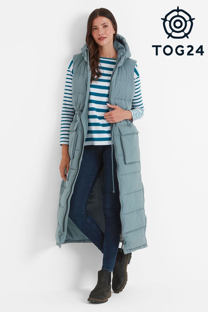 Grey long padded jacket clearance