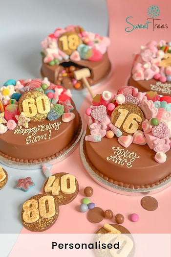 60th Birthday Pick ‘n’ Mix Milestone Smash Cake by Sweet Trees (AB4965) | £45