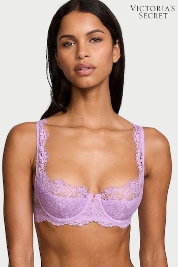 Victoria's Secret Silky Lilac Purple Lace Lightly Lined Balcony Bra (AB5199) | £45