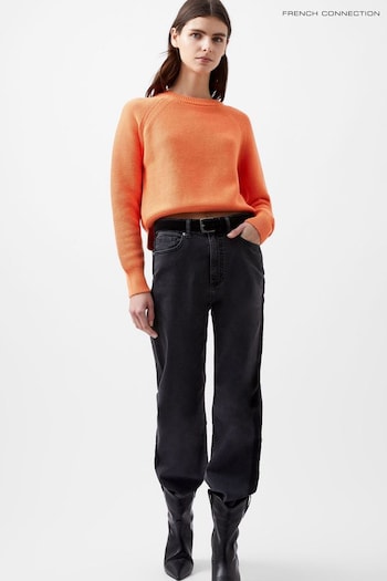 French Connection Orange 100% Cotton Lily Mozart Crew Neck Jumper (AB5426) | £49