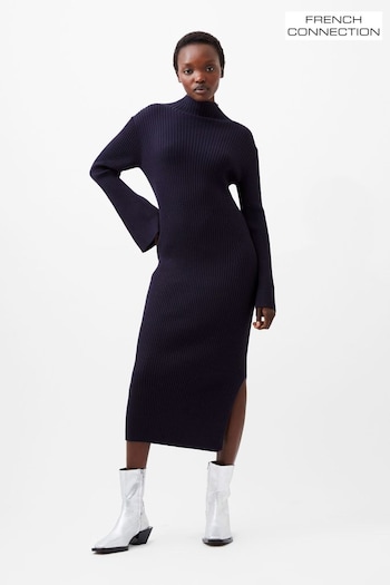 French Connection Blue Lolly Mari Flare Sleeves Knit Dress (AB5456) | £85