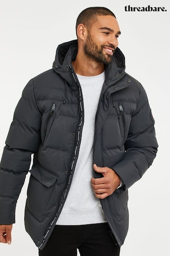 Threadbare Grey Hooded Puffer Coat (AB5645) | £75