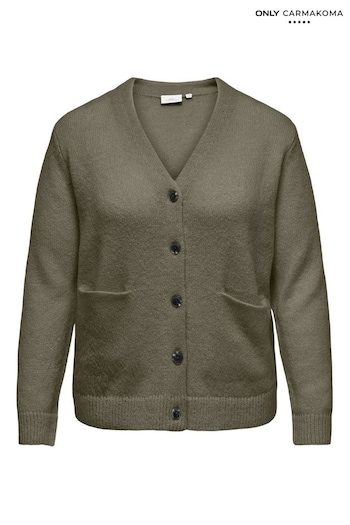 ONLY Curve Green Button Through Soft Knitted Cardigan (AB5701) | £0