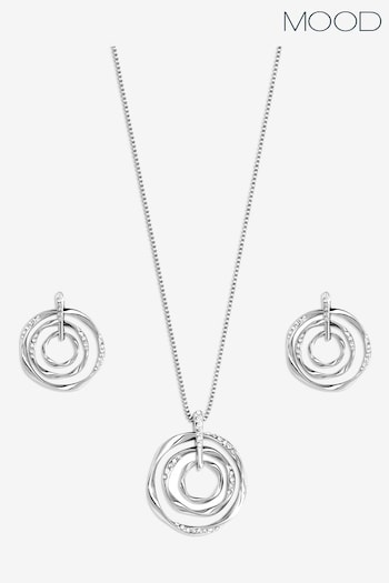 Mood Silver Tone Crystal Disc Jewellery Set (AB5764) | £22