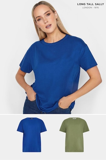 Long Tall Sally Green Short Sleeve Boxy T-Shirts 2 Pack (AB5839) | £23