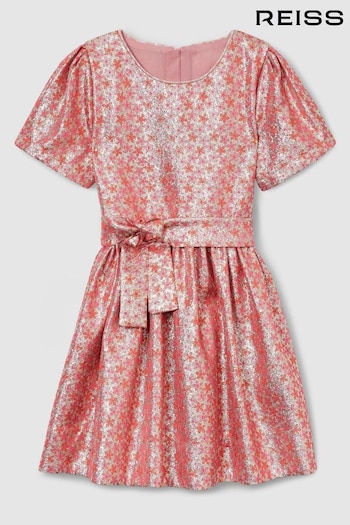 Reiss Pink Leomie 13-14 yrs Floral Fil-Coupé Dress (AB5953) | £70