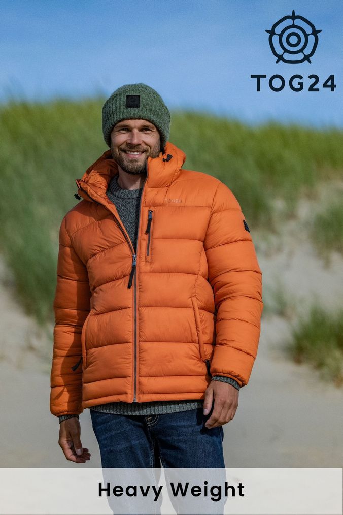 Orange parka mens top