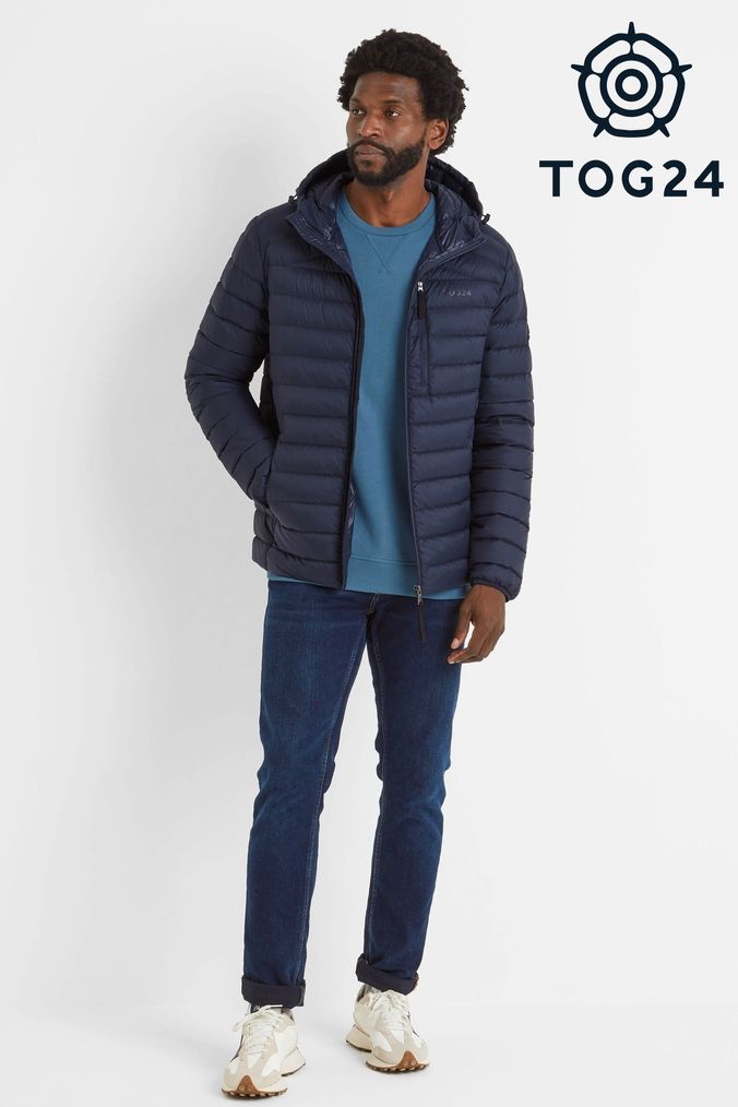 Men s Blue Hooded Jacket Light Navy Blue Next UK