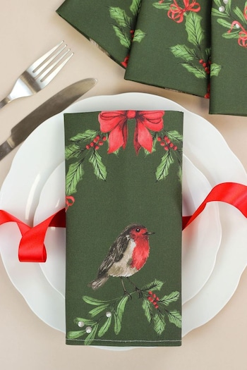 Avalon Home Green Garlands 100% Cotton Pair of Napkins (AB6185) | £22