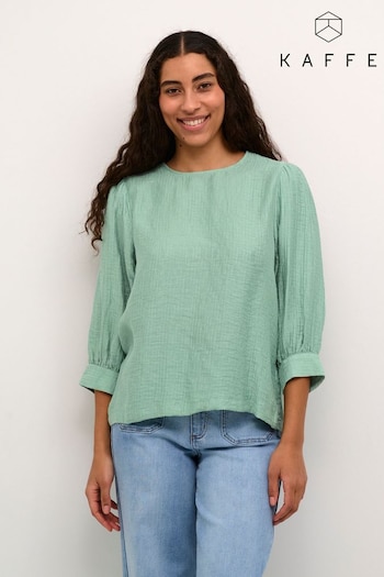 Kaffe Green Jerome 3/4 Sleeve Round Neck Blouse (AB6324) | £60