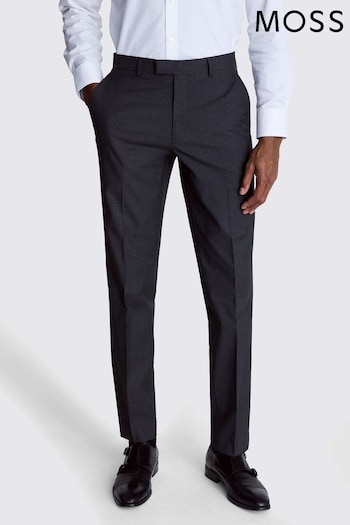 MOSS Grey Regular Fit Charcoal Stretch Trousers (AB6383) | £60