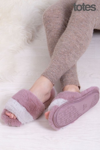 Totes Pink Ladies Totes Faux Fur Slider Slippers (AB6405) | £25