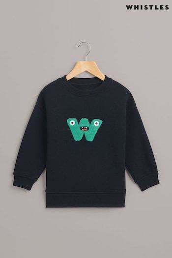 Whistles Navy Kids Monster Sweatshirt (AB7201) | £30