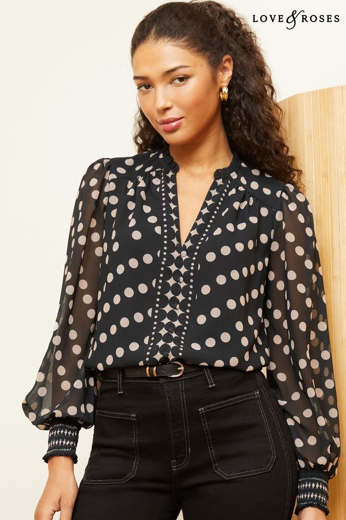 Polka dots tops online clearance