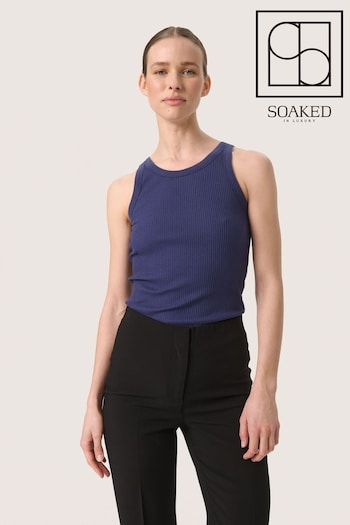 Soaked in Luxury Slim Fit Blue Simone Rib Jersey Tank Top (AB7375) | £30