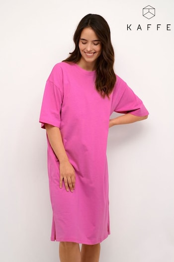 Kaffe Pink KAedna 100% Cotton Knee Length Jersey T-Shirt Dress (AB7384) | £35