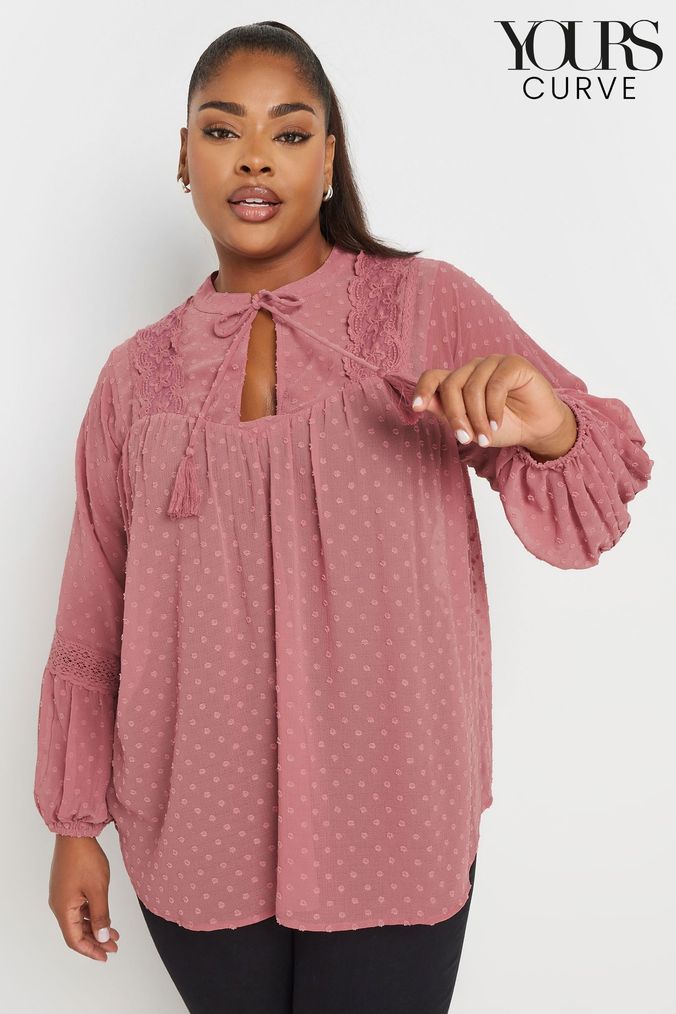 Buy Women s Pink Long Sleeve Lace Tops Online Next UK