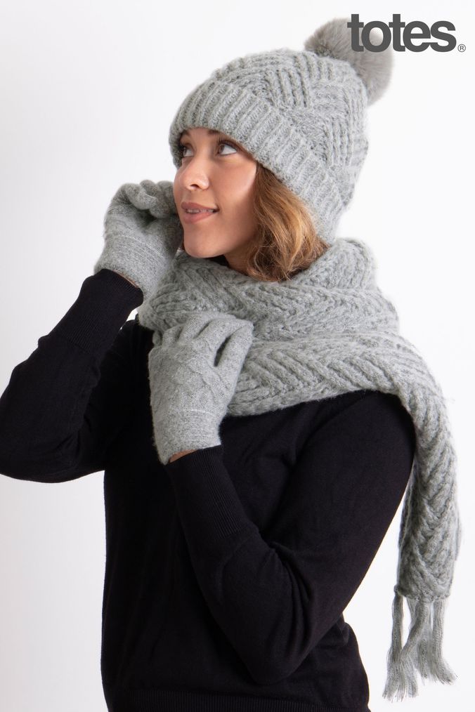 Buy Women s Hat Gloves Scarf Sets Grey Online Next UK