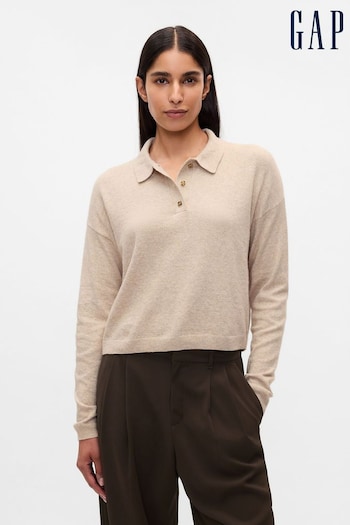 Gap Beige CashSoft Relaxed Polo Jumper (AB7805) | £35