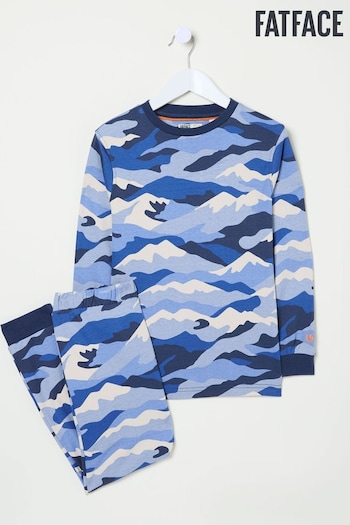 FatFace Camo Print PJ Set Navy Camo Print 100% Cotton Pyjama Set (AB7984) | £25