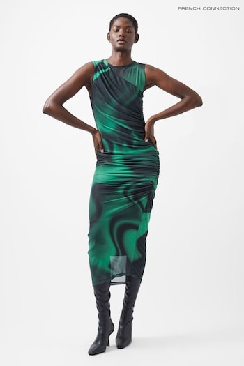 French Connection Green Tarissa Mesh Sleeveless Dress (AB8246) | £65