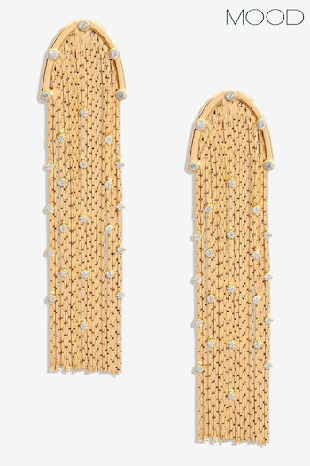 Mood Gold Tone Crystal Chain Drop Earrings (AB8277) | £17