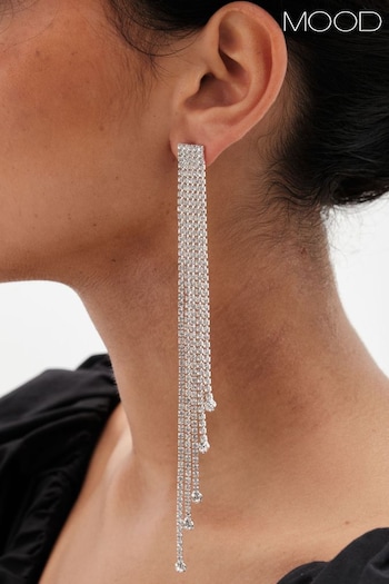 Mood Silver Tone Crystal Shoulder Duster Earrings (AB8281) | £17