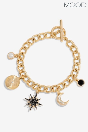 Mood Gold Tone Crystal Celestial Charm Chain Bracelet (AB8286) | £17