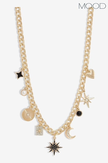 Mood Gold Tone Crystal Celestial Charm Chain Necklace (AB8421) | £20