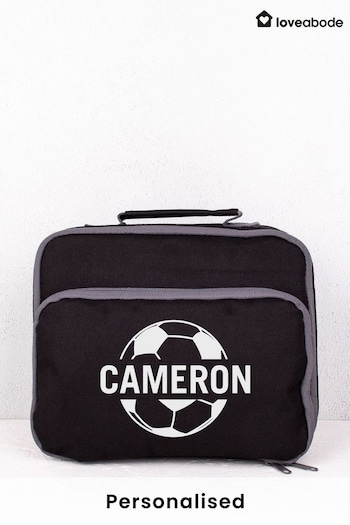 Loveabode Black Personalised Football Lunch Bag (AB8663) | £20