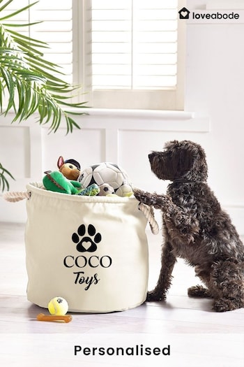 Grey Personalised Dog Toy Storage by Loveabode (AB8666) | £25