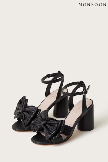 Monsoon Black Ruby Bow Heel sandals womens (AB8797) | £75