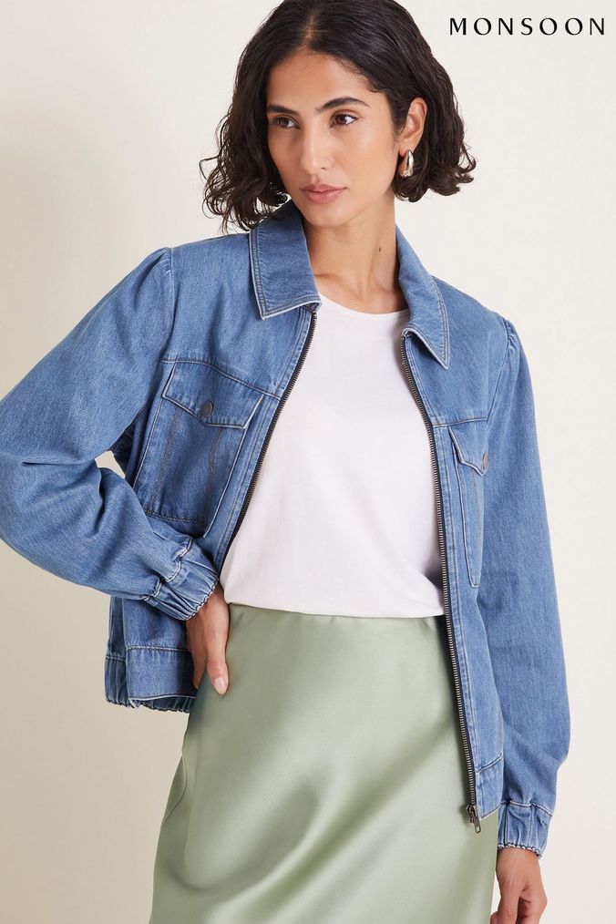 Monsoon red denim jacket deals