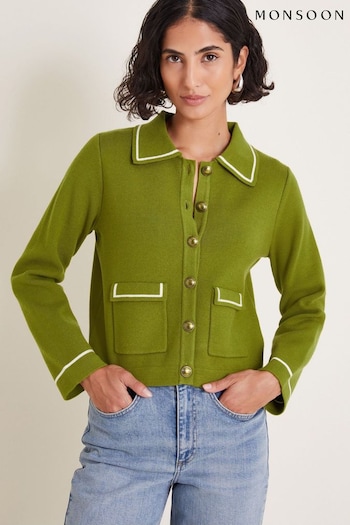 Monsoon Green Nicki Collar Knit Jacket (AB8816) | £75