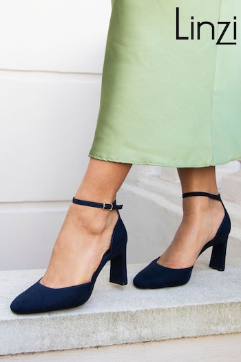 Linzi Blue Corinne Square Toe Closed Back Heels (AB8984) | £37