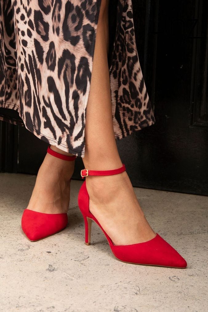 Ladies wide fit red shoes sale